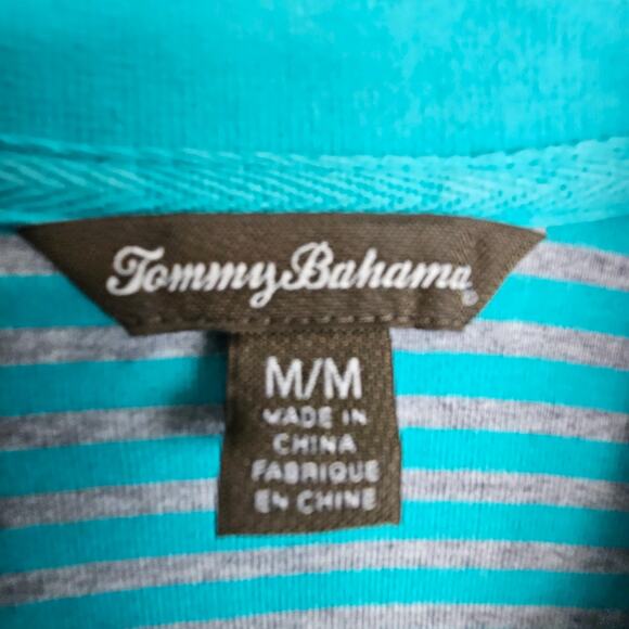 Tommy Bahama Polo Shirt Short Sleeve Polo Shirt Striped Polo Shirt M Gray Blue - Picture 5 of 7